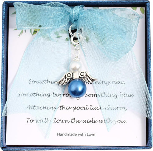 Something Blue for Bride to Be on Wedding Gifts Bridal Angel Bouquet Garter Charm from Mom Dad Grandma Sister Friends...