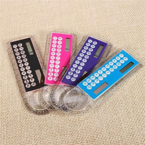 Black Mini Calculator, Portable Pocket Calculator Handheld Basic Calculator 3 in 1 Calculator Ruler Magnifier for Students School Home Office, Bac...