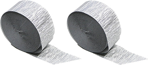Metallic Silver Crepe Paper Streamers 2 Rolls Made in USA...
