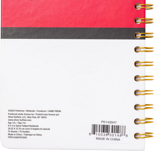 Silver Buffalo Pokemon Pokeball Starters Spiral Tabbed Notebook, 8 x 5 Inches...