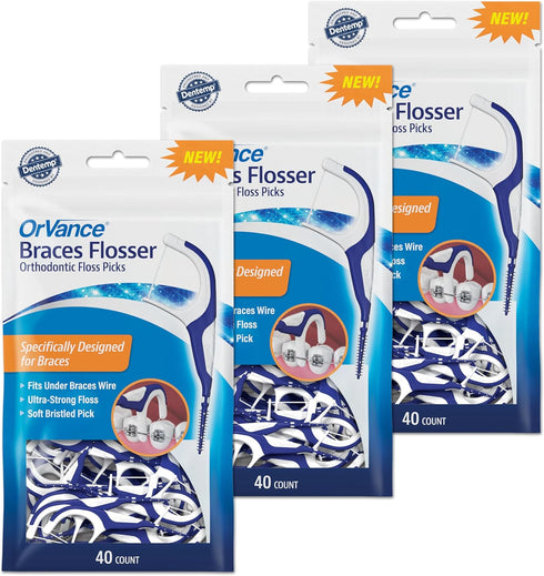 Braces Flosser - Designed for Braces for an Easy & Effective Clean, Ultra Strong Floss - 40 Count (Pack of 3)...
