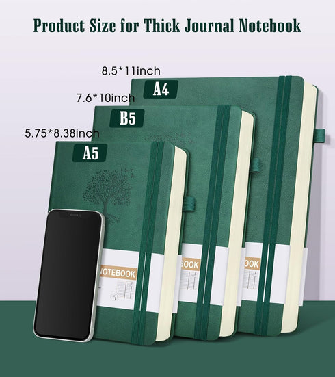 Lined Journal Notebook -365 Pages A5 Thick Journals for Writing Ruled Notebook, Hardcover Leather Journal for Women Men, Daily Journal Notebook fo...