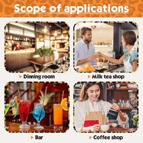 Leopard Straws Bulk Reusable Plastic Cheetah Animal Straws and Cleaning Brush for Women Tumblers Drinking Safari Wild Birthday Party Favors(Classi...