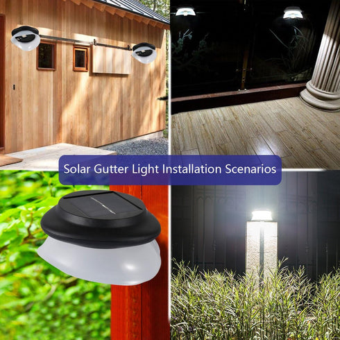 Solar Gutter Lights Outdoor, 9 LED, Super Bright, Waterproof, Wireless Security for Garden, Wall, Yard, Deck...