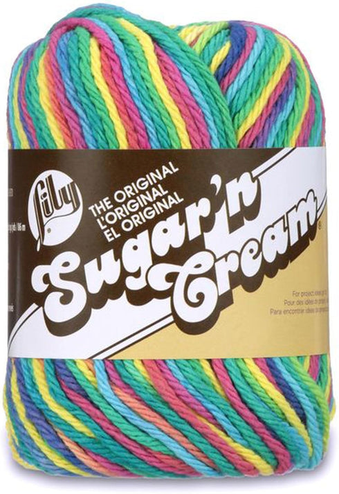 Lily Sugar 'N Cream The Original Ombre Yarn, 2oz, Gauge 4 Medium, 100% Cotton, Psychedelic - Machine Wash & Dry...
