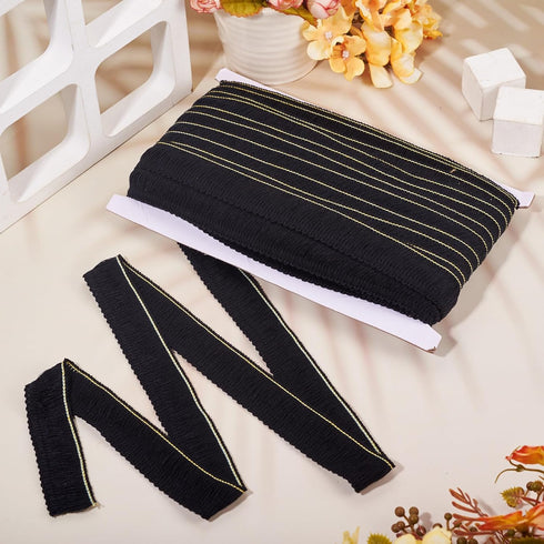 MegaPet Black Polyester Fringe Tassel Lace Trim 1 Inch x 82 Feet Chainette Fringe Fibre Trim for Sewing Quilting DIY Home Decoration...