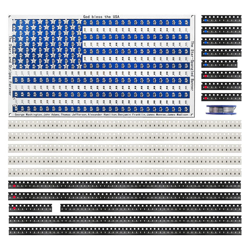SMD Soldering Practice Kit,Solder Skill Training Learning Project SMT Components DIY American Flag 19X10cm (02DGQ01)...