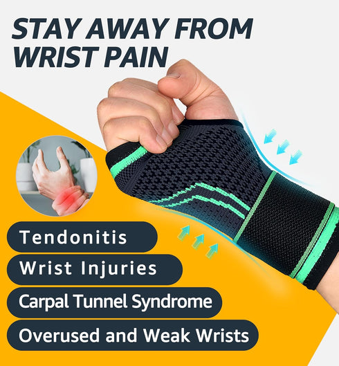 HiRui 2-Pack Wrist Brace Wrist Wraps, Hand Compression Sleeves with Wrist Straps Support for Fitness Weightlifting MTB Tendonitis Carpal Tunnel Ar...