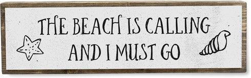 Beach Wood Signs (Medium - Wood And Metal, The Beach Is Calling And I Must Go)...