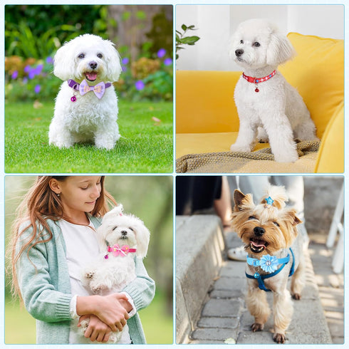 22 Pack Dog Bow Tie Dog Flower Collar Adjustable Bowtie Dog Collar Flower Pet Supplies Collars Dot Print Bowknot Flower Neck Tie for Medium Small ...