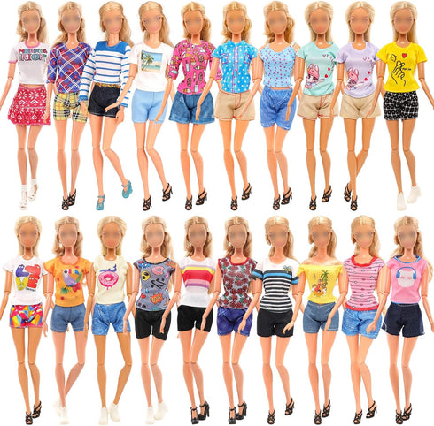 BARWA 10 Sets Doll Clothes Including 5 Bikini Swimsuits 5 Outfit Tops and Pants with 10 Shoes for 11.5 inch Dolls...
