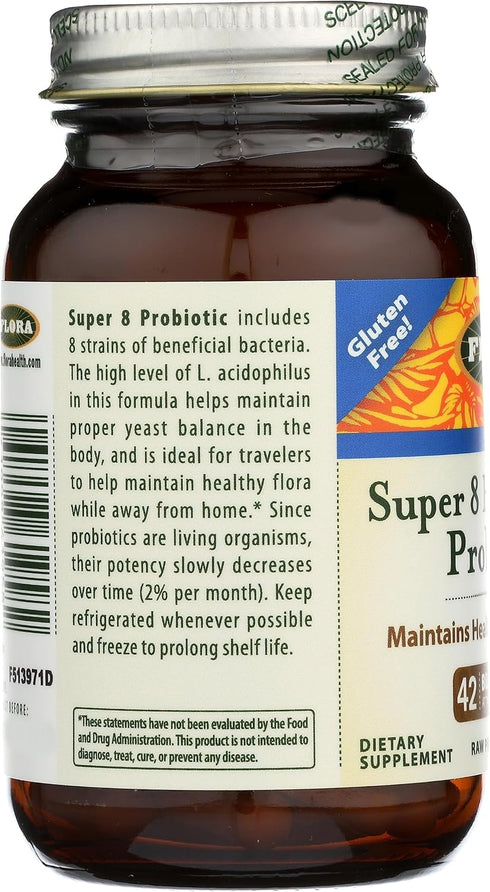Flora Super 8 Hi Potency Probiotics 30 Count - Healthy Yeast Balance & Digestive Health - for Men & Women - 42 Billion CFU, Raw, Gluten Free - Up ...