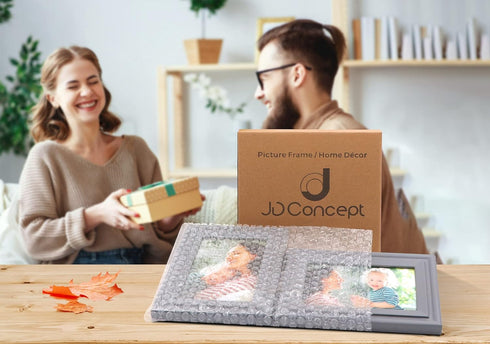 Vertical Horizontal, Art Double 4x6 Grey Wood Foldable Picture Frame - Opening 3.5x5.5 - for 4 by 6 Portrait and Landscape View...