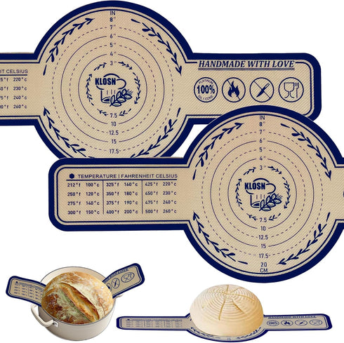 Large Silicone Bread Sling for Dutch Oven 2 Pcs, 10 inch Sourdough Bread Baking Mat,Bread Baking Supplies, 500°F Heat-resistant Sourdough Bread Sl...