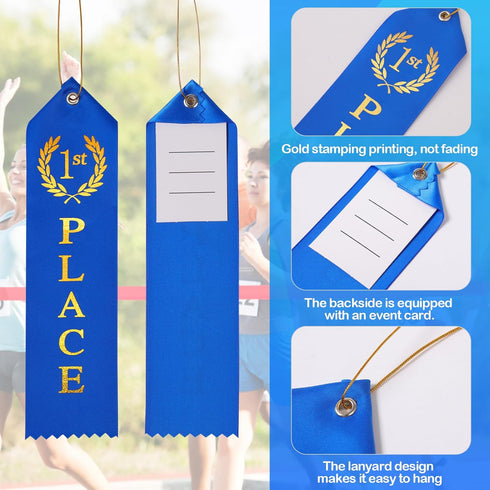 48PCS Award Ribbons, Medal Ribbons for 1st, 2nd, 3rd Place, Event Card & Rope Included, Perfect for Competitions, Sports Events, School Challenges...