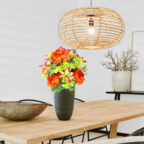 Admired By Nature Spring Bush Artificial Hydrangea Flowers, Yellow/Orange/Beauty/Kiwi...