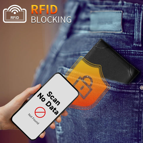 Swallowmall Mens Wallet RFID Genuine Leather Slim Bifold Wallets For Men Removable ID Windows 11 Cards Holders Gift Box...
