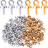 100pcs Brass Eye Pins Bail Caps, Cup Pearl Eye Pin Bail Peg Pendant Connector Cup Pearl Peg Bails for DIY Jewelry Making and Crafting, Gold and Si...