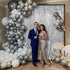 KatchOn, XtraLarge Silver Backdrop Curtain - 3.2x8 Feet, Pack of 2 | Silver Streamers Backdrop for Disco Party Decorations | Fringe Curtains for E...