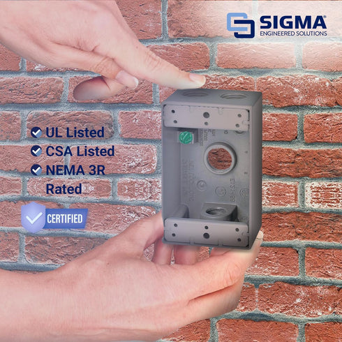 Sigma Electric, Gray Count (Pack of 1) Sigma Engineered Solutions, 14251 1/2-Inch 4 Hole 1-Gang Box...
