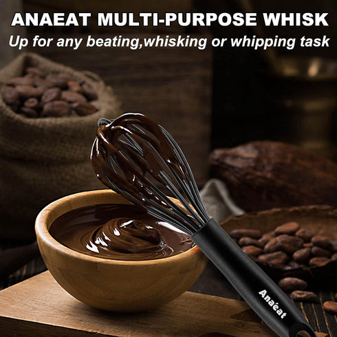 Anaeat 8.5" Silicone Balloon Whisk, Perfect for Non-Stick Cookware, Milk and Egg Beater Blender, Heat Resistant Kitchen Whisks for Whisking, Cooki...