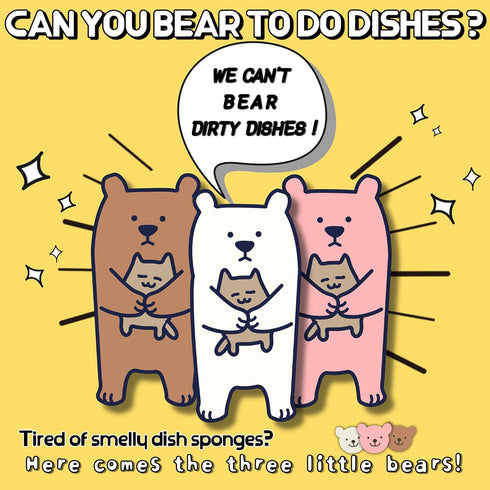 Crochet Scrubbies Collection Dish Wash Cloth Double Layered Korean Susemi No Ordor Cute Design Dish Sponge (Teddy Bear 3PCS)...