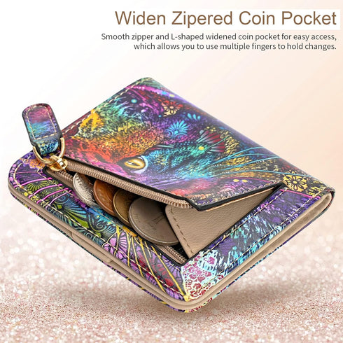 APHISON Womens Wallet, Slim Small Wallet for Women RFID Wallet Women Cartoon Microfiber Leather with ID Credit Card Holder Zipper Coin Pocket Bifo...