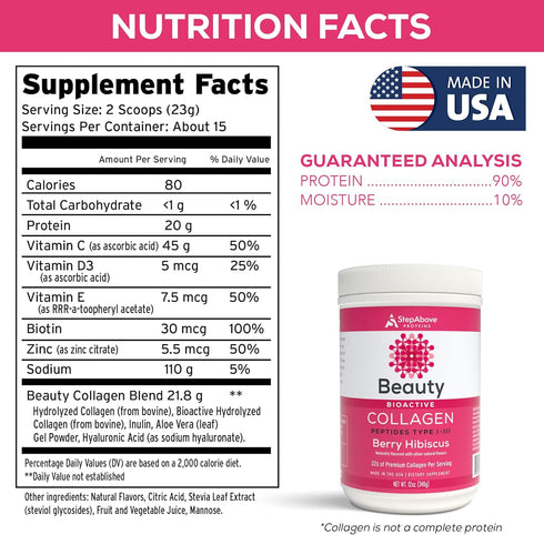 Beauty Collagen Peptides, Berry Hibiscus, 12 Oz...
