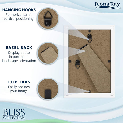 Icona Bay - 4x6 Picture Frames - White, 12 Pack - Modern Style Engineered Wood Frames - Table Top or Wall Mount - Bliss Collection...