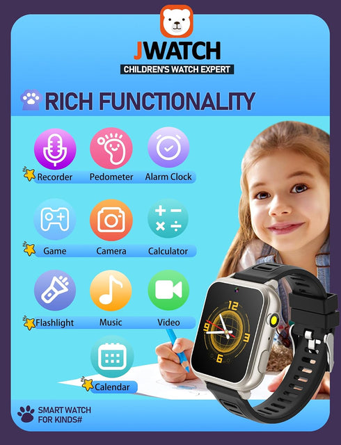 Kids Smart Watch for Boys Girls 6-12 with Pedometer Audio Book Camera Music Player Present Birthday Christmas (Silver Frame Black)…...