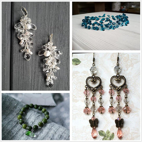 Craftdady 50Pcs Teardrop Glass Beads Faceted Mixed Colors Lustered Drop Spacer Loose Beads 8x13mm Briolette Top Drilled for Jewelry Craft Making...