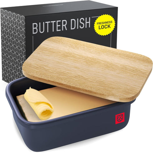 Butter Dish with Lid - Countertop & Fridge Butter Keeper, Container & Holder, Large and Small Tray with Lid, Storage Box, Mantequillera...