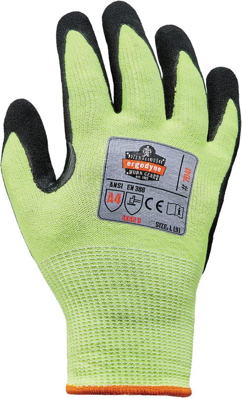 Ergodyne unisex adult Nitrile-coated ANSI A4 Nitrile Coated CR Gloves, Lime, Extra Large US, Factory...