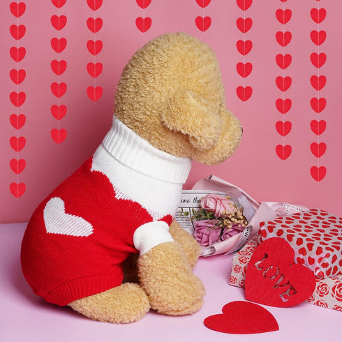 Pet Dog Knitted Sweaters Knitwear Turtleneck Pajamas Soft Winter Warm Puppy Valentine Clothing Christmas Clothes Heart Doggie Apparel for Cats Dog...