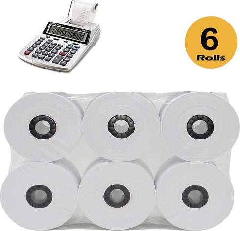 (6 Rolls) 2 1/4 x 150 ft, White, adding machine tape Paper Rolls, Premium One Ply Cash Register/Adding Machine/Calculator Roll Printing Calculator...