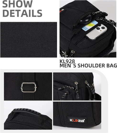 KL928 Men's Messenger Bag - Crossbody Shoulder Bags Travel Bag Man Purse Casual Sling Pack for Work Business...
