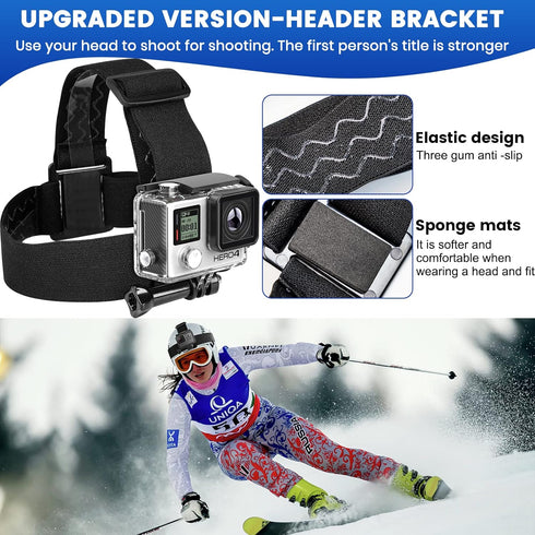 Head Strap Mount Chest Mount Harness for gopro Hero 11,10,9,8,7 Action Camera Motorcycle Helmet Chin Strap Mount Set for gopro Accessories Kit...