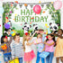 Cartoon Panda Birthday Decorations Panda Backdrop for Party Supplies Animal Themed Banner Green Bamboo Background Baby Shower Photo Background Kid...
