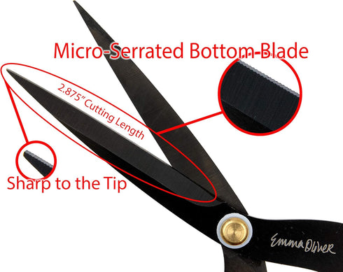 by Emma Oliver – 7-1/2 Inch Serrated Blade Shears – Perfect for Cutting Fabric, Cloth, Paper & More (7-1/2")...