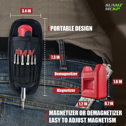 SUNHZMCKP 18-in-1 Screwdriver, Portable screwdriver set, Slotted/Philips/Pozi/Torx/Square Multi-Purpose Screwdriver and Magnetizer Demagnetizer wi...