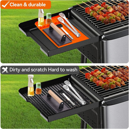 Silicone Griddle Tools Mat for Blackstone,Silicone Spatula Mat with Drip Pad,Grill Side Shelf Mat BBQ Caddy Utensils Holder for Outdoor Grill Kitc...