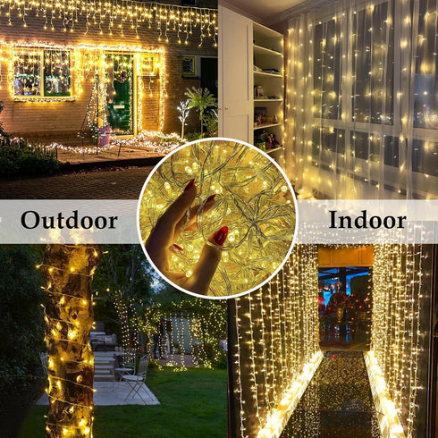 66FT 200LED Christmas String Lights Outdoor/Indoor, Extendable Twinkle Fairy Lights Waterproof Clear Wire with 8 Modes&Timer Function for Garden B...
