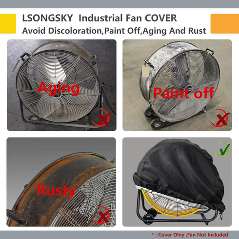 Industrial Fan Cover,Waterproof&Dustproof Cover Suitable for 24" High Velocity Movement Heavy Duty Drum Fan, Heavy Duty Outdoor Floor Fan Cover,Fi...