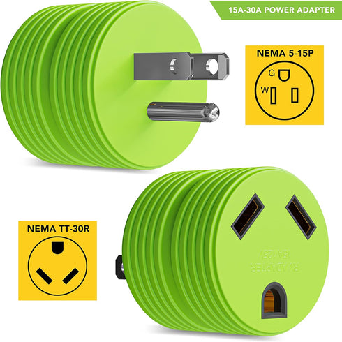 Power Adapter 3 prong 15 amp Male to 30 amp Female RV Camper Generator Plug Outdoor Electrical Power Converter (15 Male - 30 Female)...