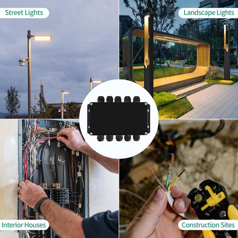 ABS IP67 Waterproof Dustproof Electrical Junction Box, with 15A 600V Barrier Terminal Cable Connector, 5 in/5 Out Power Junction Box?6.22 * 3.54 *...