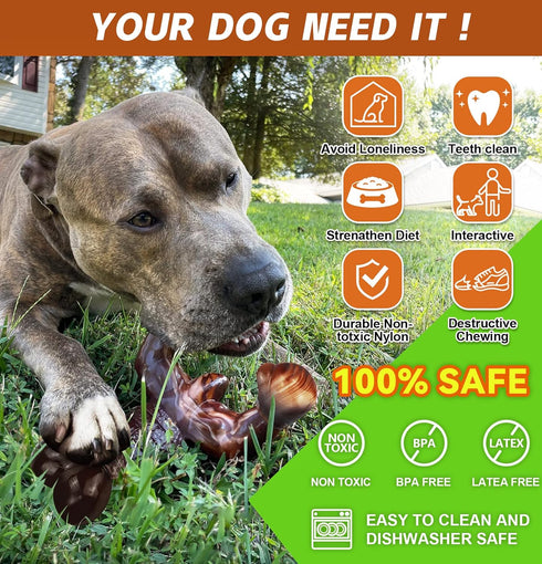 Dog Chew Toys for Aggressive Chewers Indestructible Dog Toys,Bacon Flavored,Tough Dog Bone Toys for Medium/Large Breed Dogs, Best Extreme Chew Toy...