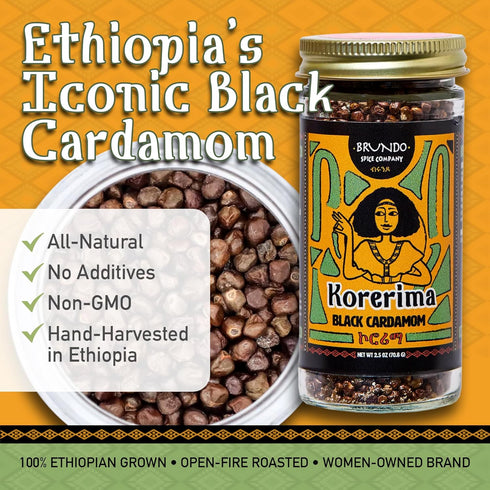 Brundo Spice Company Ethiopian Korerima | Authentic Ethiopian Black Cardamom | Hand-Picked & Naturally Processed | Harvested & Imported from Ethio...