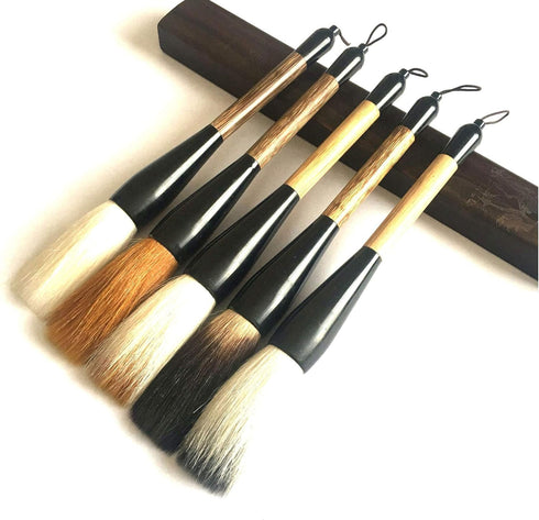 Hbasyp Chinese Traditional Calligraphy Brush/Chinese Calligraphy Watercolor Sumi Drawing Brush-Large brush (5-Count)...