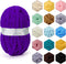 Chenille Chunky Yarn Super Bulky Soft Thick Fluffy Jumbo Giant Washable Polyester Big Yarn DIY for Arm Knit Blanket Cushion Bed Sofa Home Decor,Pu...