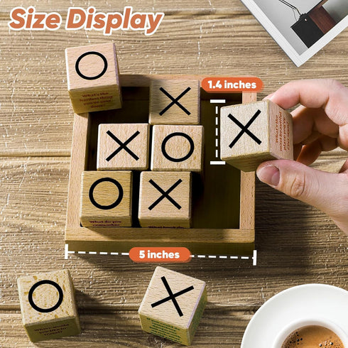 Conversation Cubes W/Tic Tac Toe Game,Great Conversation Starter-Building Relationship,Wooden Block for Family Game Night,School Counselor Supplie...